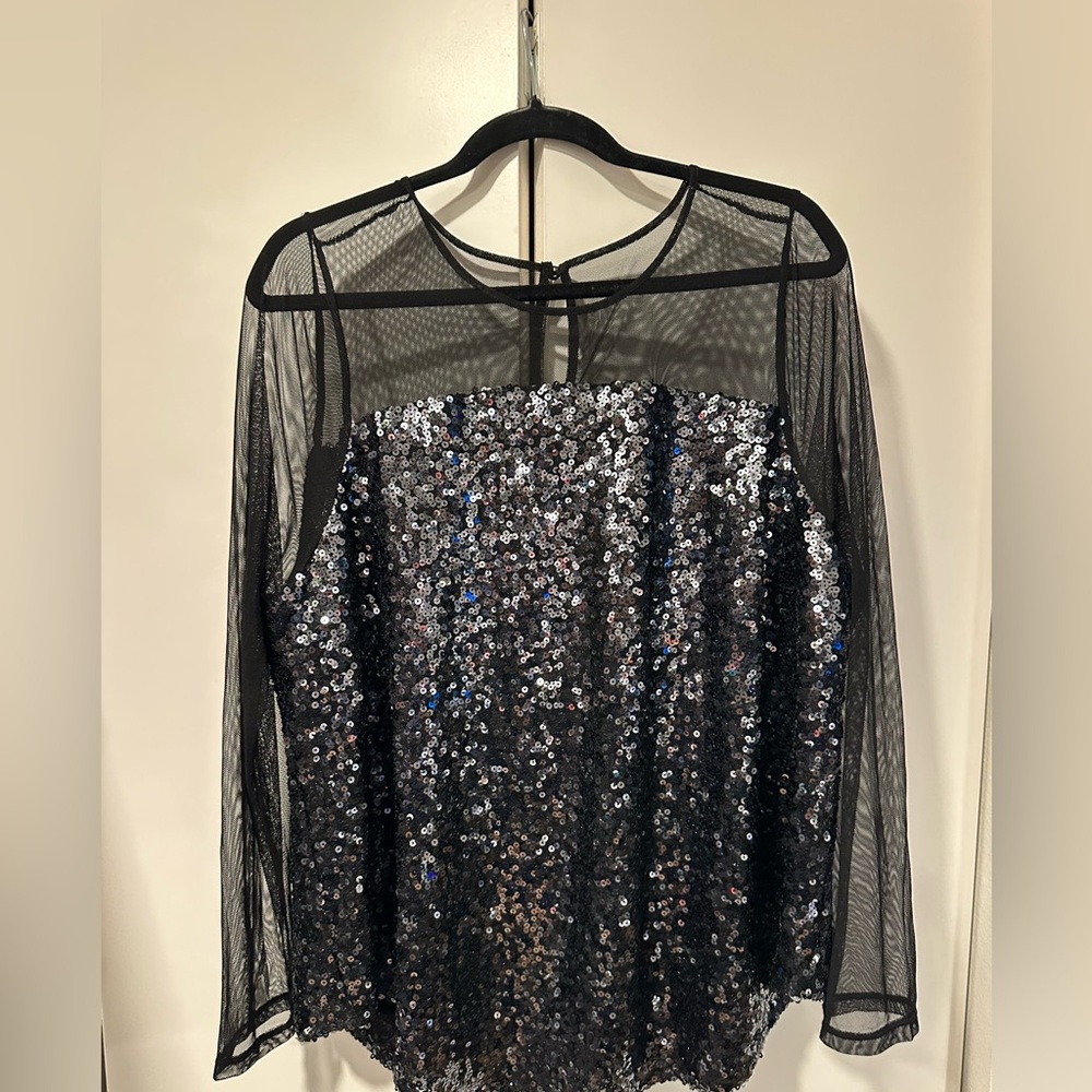 Torrid Black Sequin Mesh Top NWT Size 1 - Picture 6 of 13